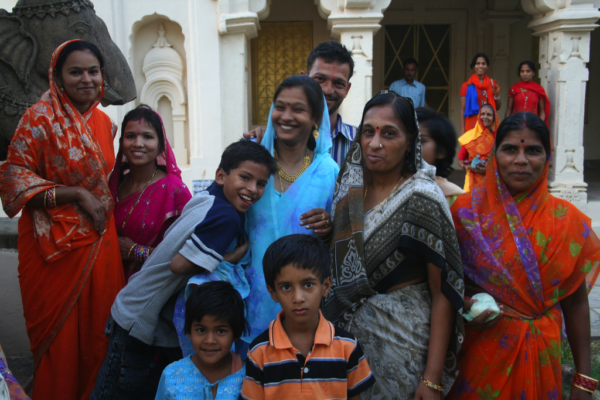 Family at the temple