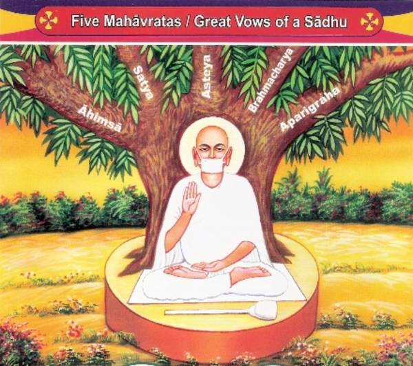 When Jains become mendicants, they swear to follow the 'Five Great Vows' – mahā-vratas: 1. non-violence – ahiṃsā 2. truth – satya 3. non-stealing – acaurya or asteya 4. celibacy – brahmacarya 5. non-attachment or non-possession – aparigraha.